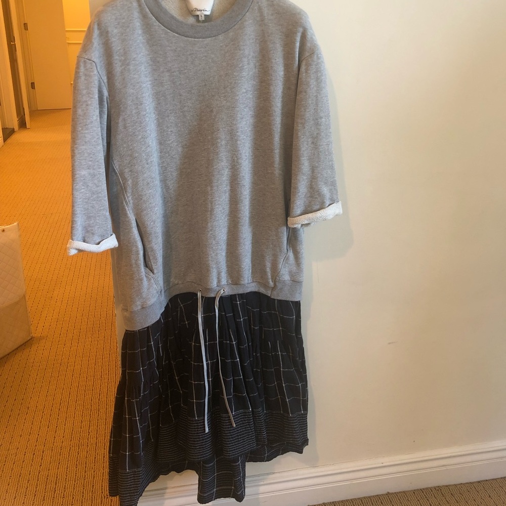Phillip Lim sweatshirt dress with plaid flairy bottom! Size s! Great condition!